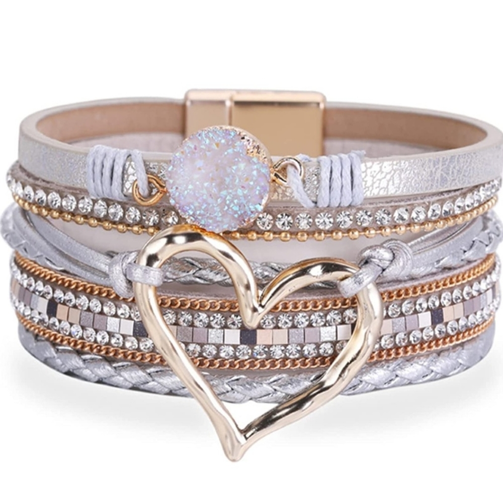 Silver wrap leather bracelet